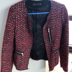 Zara Twill Red blazer in Size M
